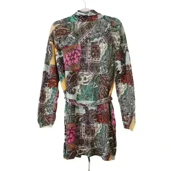 Sundance Cardigan Size Medium Multicolor Patchwork Paisley Linen Belted Artsy - Picture 8 of 12